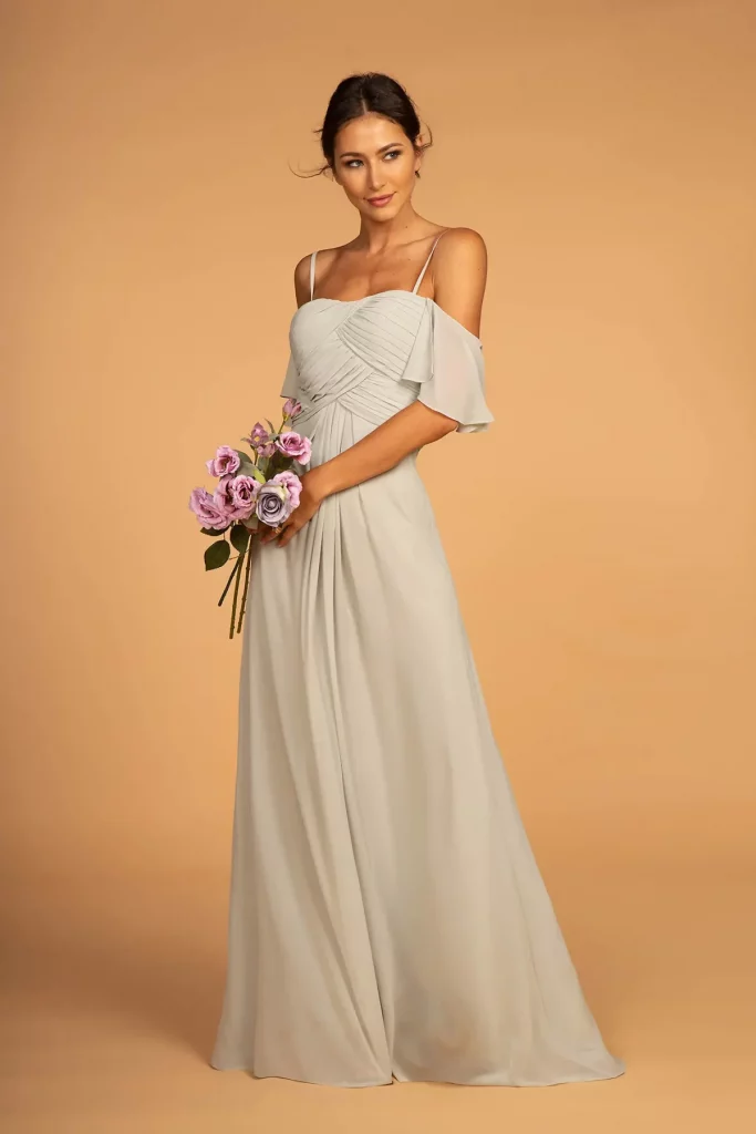 sage floor length bridesmaids chiffon dress