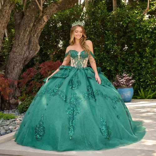 gl3846-green-3o-tail-quinceanera-new-arrivals-tulle-beads-jewel-sequin-glitter-corset-off-shoulder-sweetheart-ball-gown