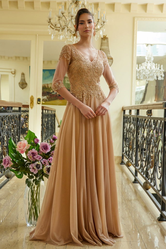 gold mother of the bride dress