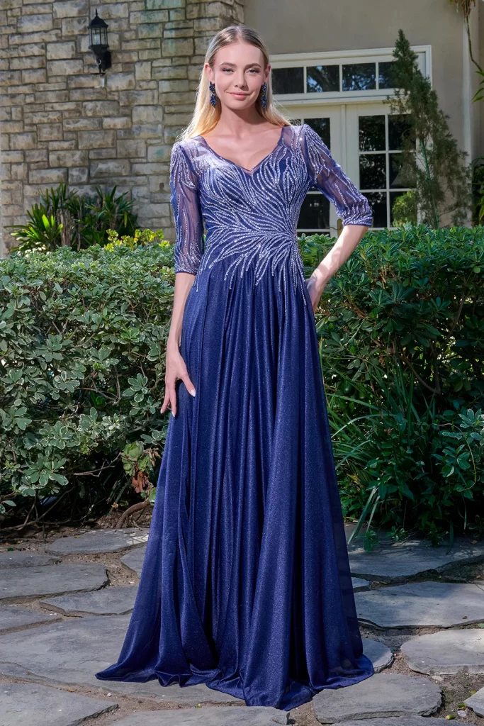 navy floor length prom pageant dress