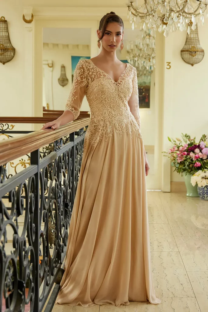 CHAMPAGNE beaded, sequin embroidered dress