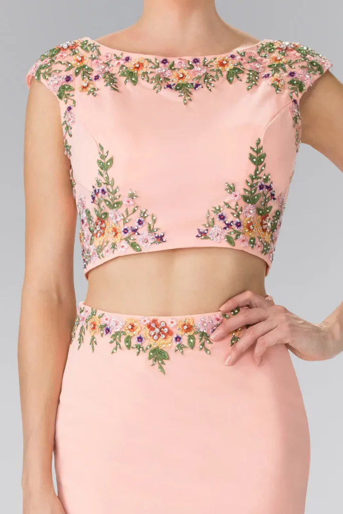 peach short homecoming cocktail date night jersey beads dress