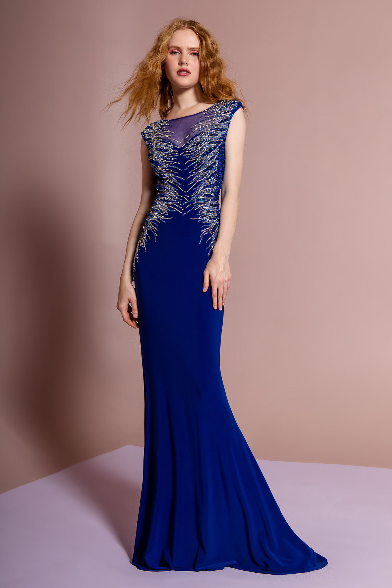 woman in blue gown