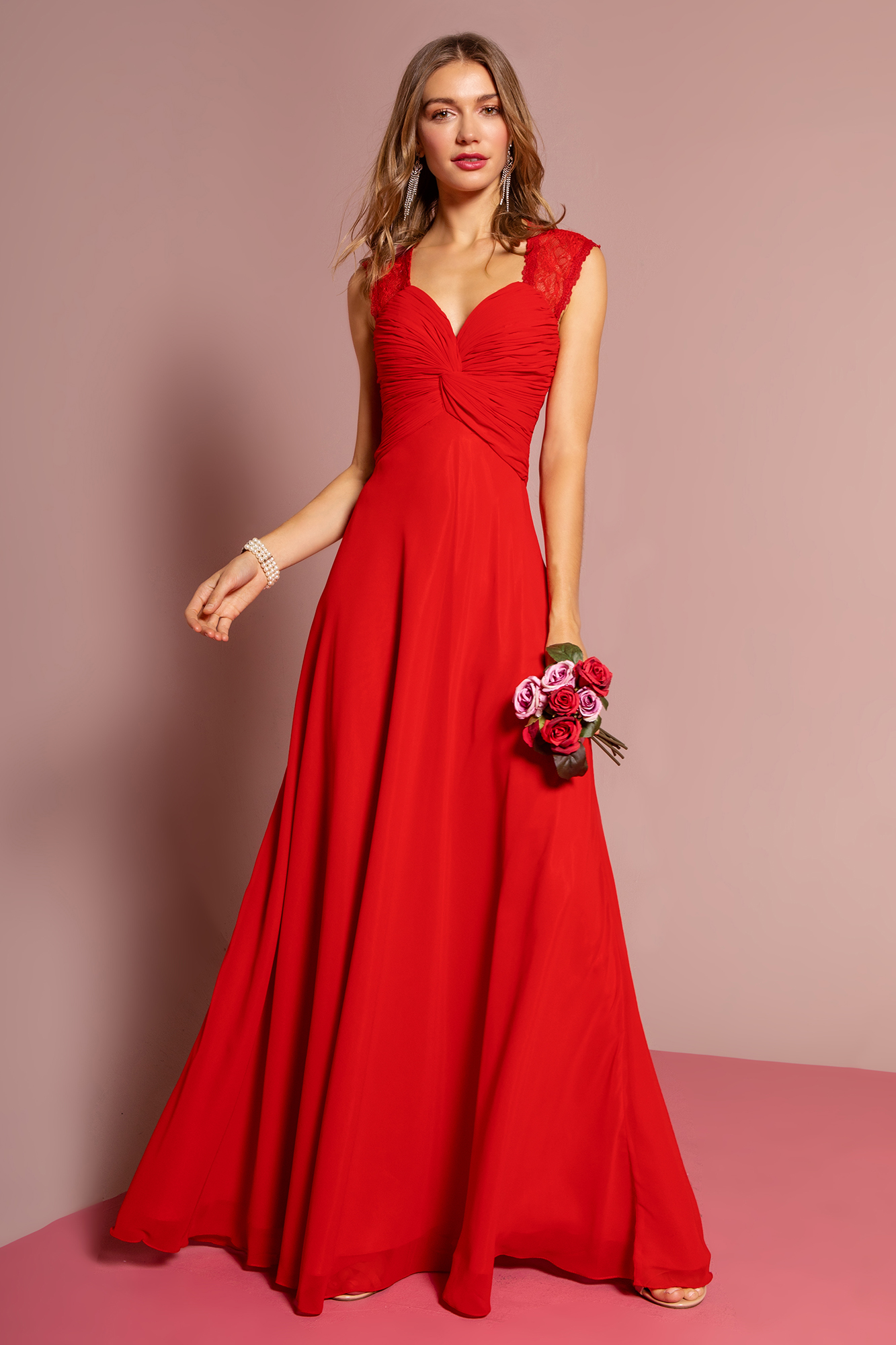 woman in red gown