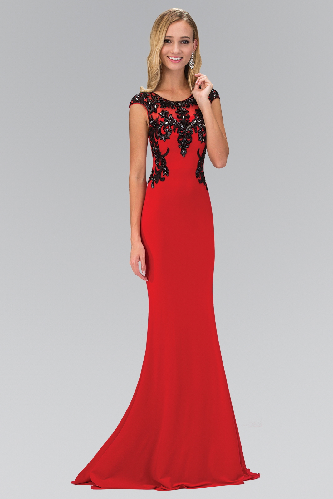 woman in red and black bodycon gown