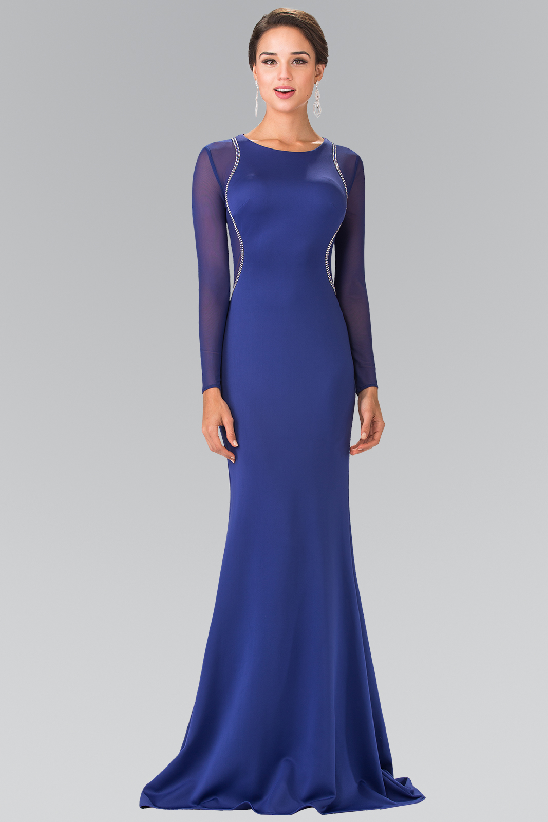 royal blue chiffon aline prom dress