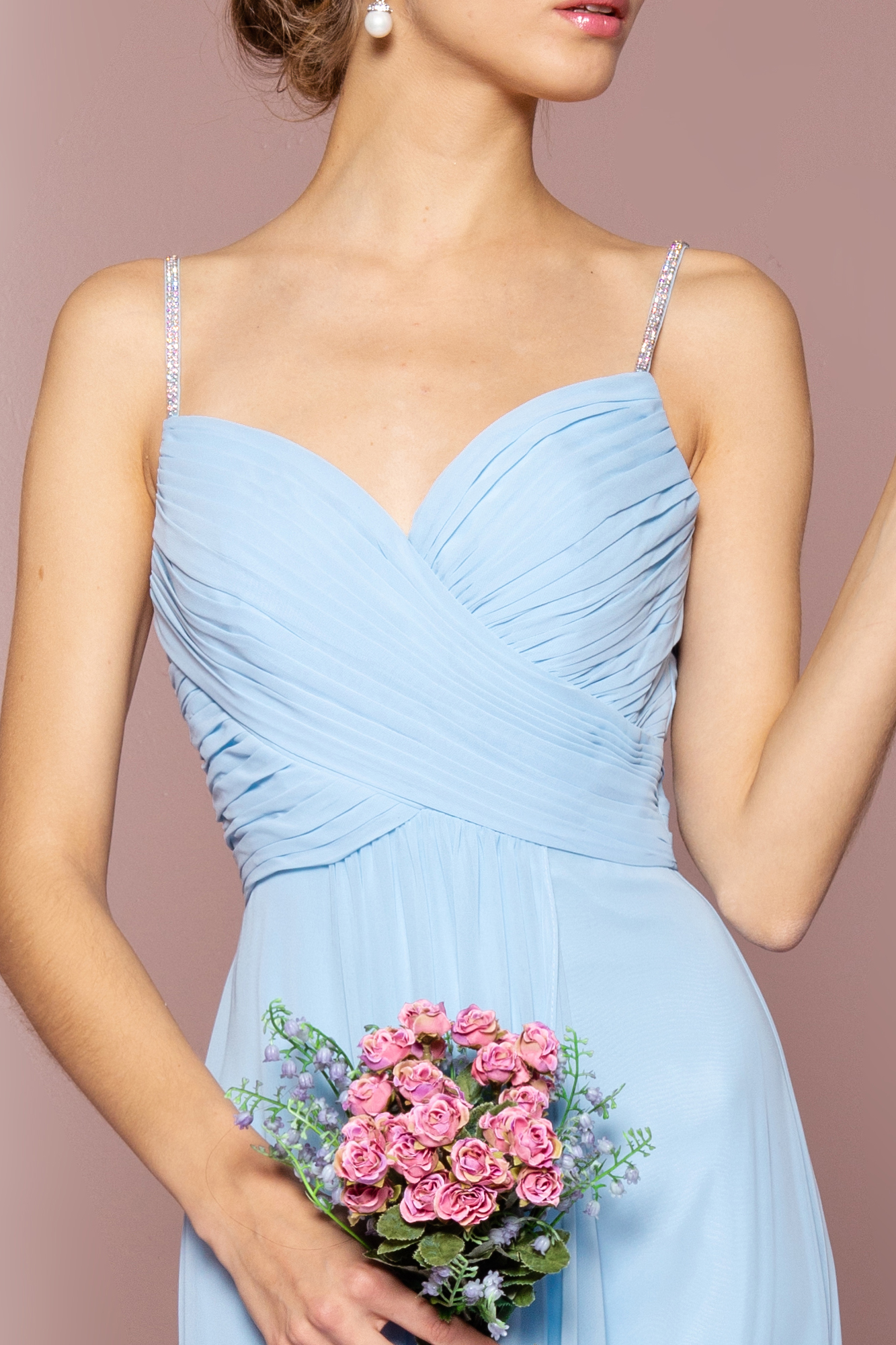 Blue Plain Dress with Flower