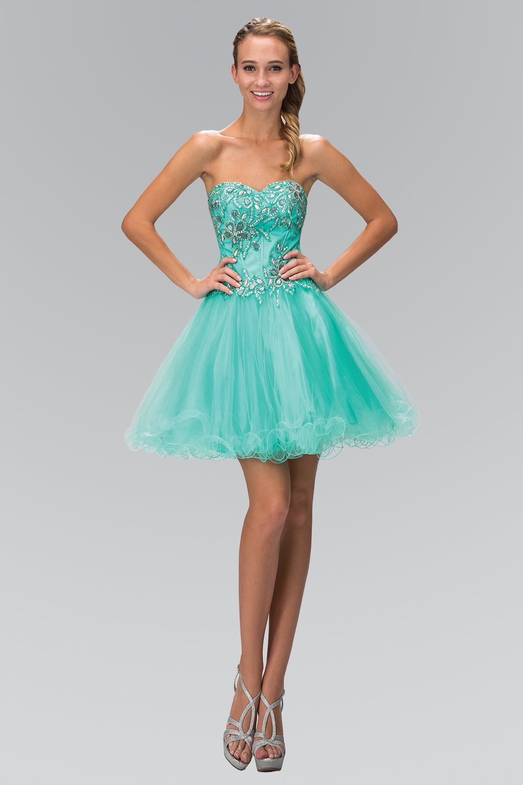 gs2132 tiffany 1 short homecoming cocktail tulle jewel open back corset strapless sweetheart babydoll